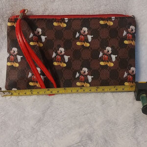 Women's Unbranded Mickey Mouse Brown Red One Size Clutch Wristlet